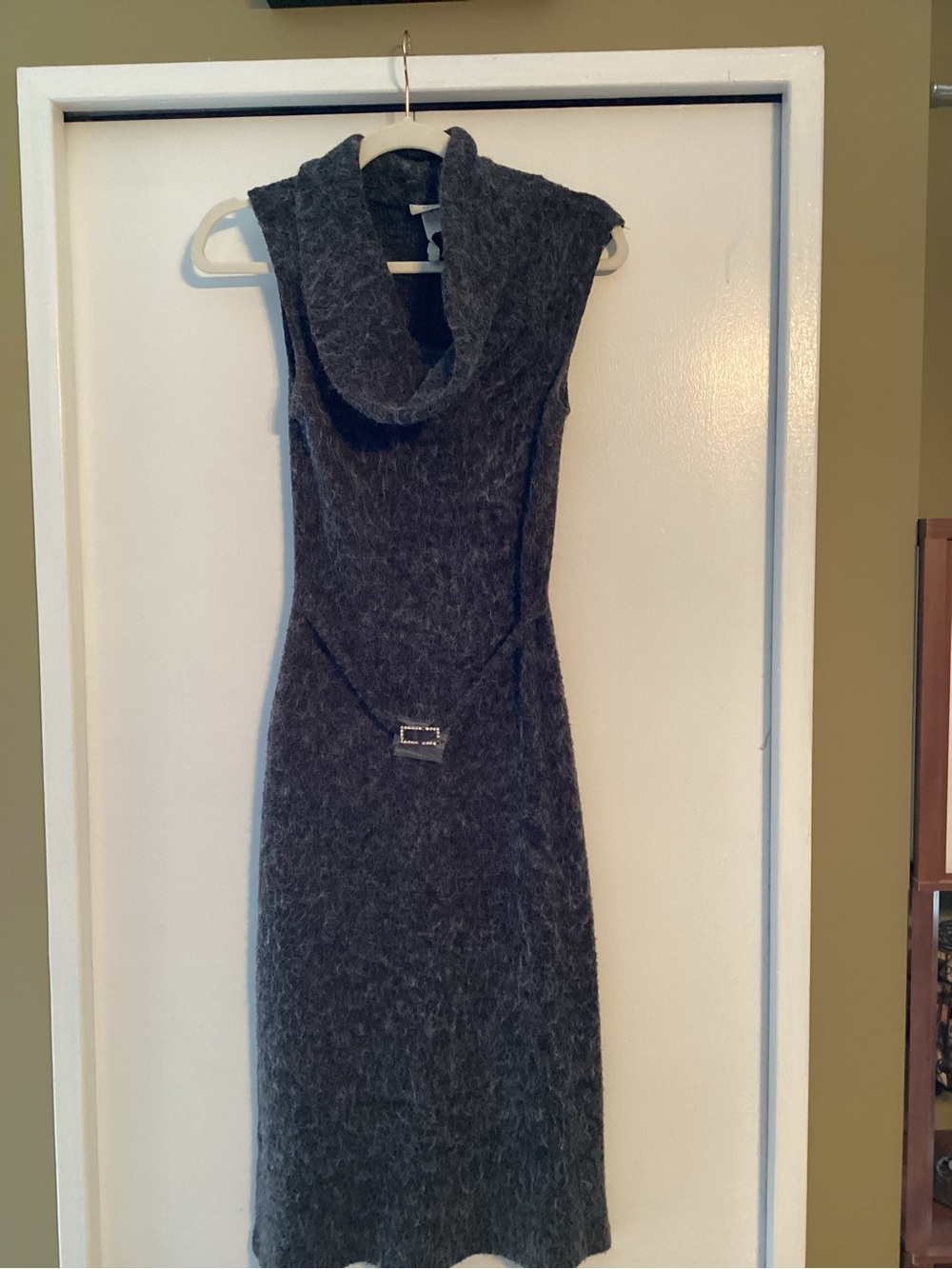 Toska Charcoal Gray Sleeveless Cowl Neck Midi Dress